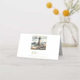 Rustieke Kustvuurtoren Zeezijde Strand Tafel Plaatskaartje