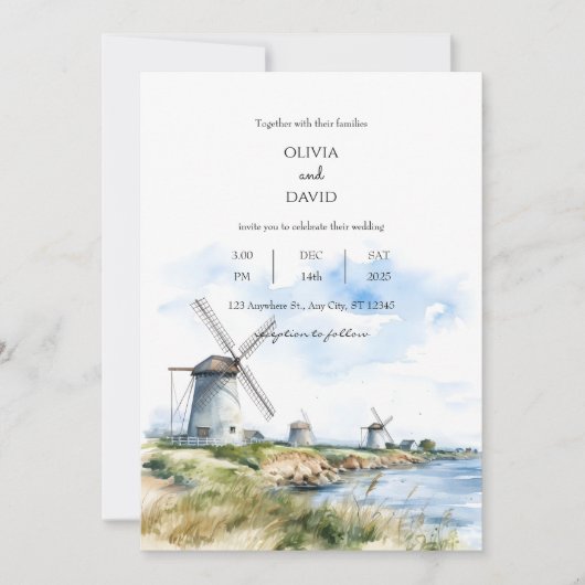 Rustieke Kustwindmolens Zee Uitzicht Achtergrond B Kaart (Voorkant)