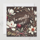  rustieke "La Mulți Ani" Floral Feestdagenkaart (Voorkant)
