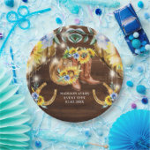 Rustieke Laarzen Bloemen String Lights Gepersonali Papieren Bordje (Feest)