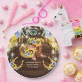 Rustieke Laarzen Bloemen String Lights Gepersonali Papieren Bordje (Feest)