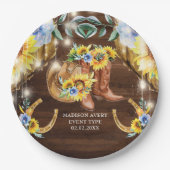 Rustieke Laarzen Bloemen String Lights Gepersonali Papieren Bordje (Voorkant)