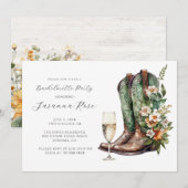 Rustieke laarzen bubbelig vrijgezellenfeest kaart (Voorkant / Achterkant)