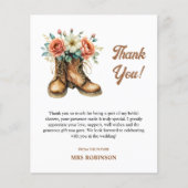 Rustieke laarzen & Bubbly Vrijgezellenfeest Dank u (Voorkant)