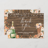 Rustieke laarzen & Bubbly Vrijgezellenfeest Dank u Bedankkaart (Voorkant / Achterkant)