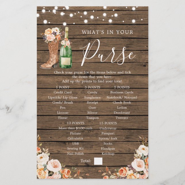 Rustieke laarzen & Bubbly Vrijgezellenfeesten tas  (Voorkant)