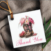 Rustieke laarzen Country Pink Floral Bruiloft Dank Bedankjes Labels