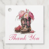 Rustieke laarzen Country Pink Floral Bruiloft Dank Bedankjes Labels (Voorkant)