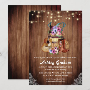 Rustieke laarzen Cowgirl Quinceañera 15e verjaarda Kaart