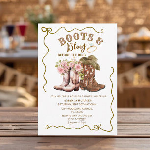 Rustieke laarzen en Bling Cowboy Koppel Shower Kaart