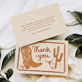 Rustieke laarzen en bruisende handgetekende bedank bedankkaart