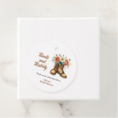 Rustieke laarzen en bruisende western bruidsfeest  bedankjes labels (In situ)