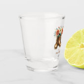 Rustieke laarzen en bruisende western bruiloftsdou shot glas (Links)