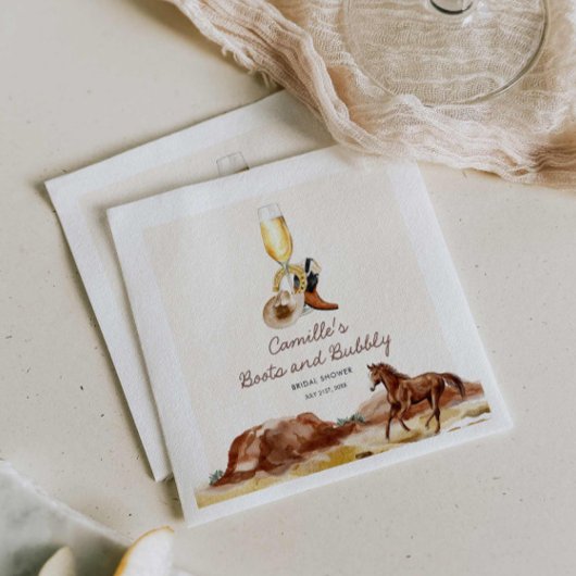 Rustieke laarzen en Bubble Country Vrijgezellenfee Servet