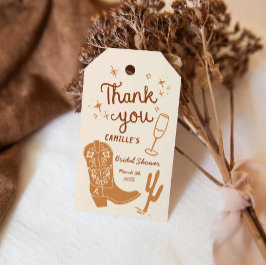 Rustieke laarzen en bubble hand getrokken dank u cadeaulabel