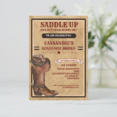 Rustieke laarzen Western Cowboy Afstuderen Kaart (Staand voorkant)