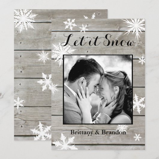 Rustieke 'Laat het Sneeuwen' Kerst Fotokaart Feestdagenkaart (Voorkant / Achterkant)