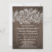 Rustieke Lace Barn Wood repetitie diner uitnodigin Kaart (Voorkant)