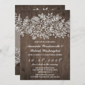 Rustieke Lace Barn Wood repetitie diner uitnodigin Kaart (Voorkant / Achterkant)