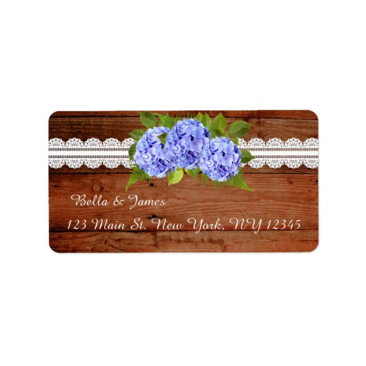 Rustieke Lace Blue Hydrangea retour adreslabels Etiket (Voorkant)