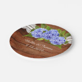 Rustieke Lace Blue Hydrangea Trouwpapier Bord (Gekanteld)
