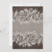 Rustieke Lace Country Barn Wood bruiloft uitnodigi Kaart (Achterkant)