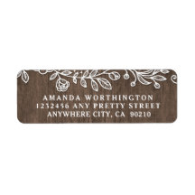 Rustieke Lace Country Wood bruiloft Adresetiketten