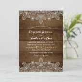 Rustieke Lace Country Wood Luxe Huwelijk Kaart (Staand voorkant)