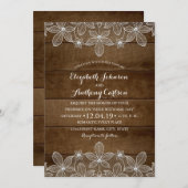 Rustieke Lace Country Wood Luxe Huwelijk Kaart (Voorkant / Achterkant)