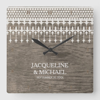 Rustieke  Lace Fence Board Script Typografie Vierkante Klok