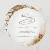 Rustieke Lace Rust Boho Bruiloft Save The Date (Voorkant / Achterkant)