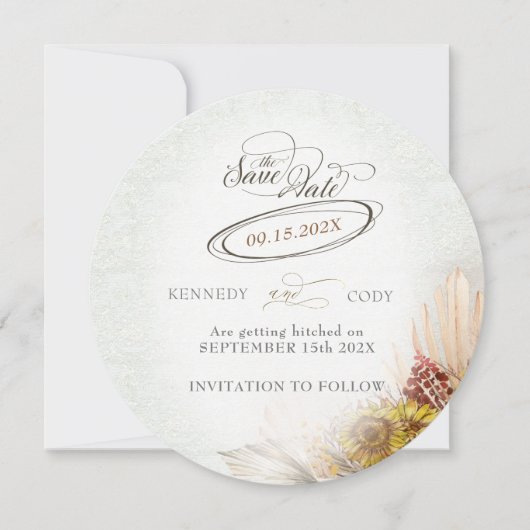 Rustieke Lace Rust Boho Bruiloft Save The Date (Voorkant)