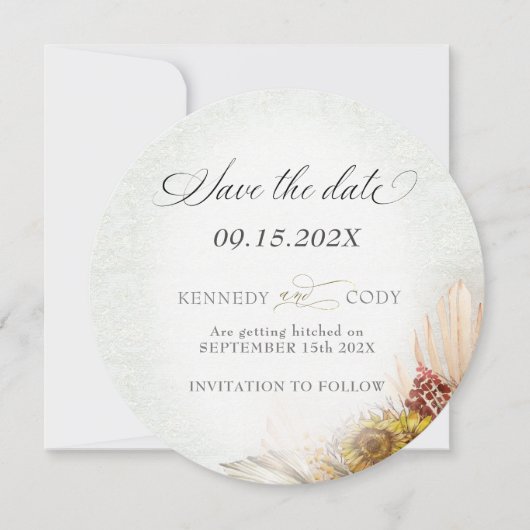 Rustieke Lace Rust Boho Bruiloft Save The Date (Voorkant)