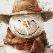 Rustieke Lachende Sneeuwman in Pet en Sjaal Kerst Poster