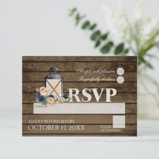 Rustieke Ladder en Lantaarn RSVP Bruiloft (Staand voorkant)