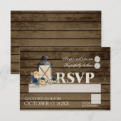 Rustieke Ladder en Lantaarn RSVP Bruiloft Kaartje (Voorkant / Achterkant)