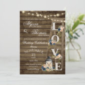 Rustieke Ladder en Lichten Blauw Liefde Bruiloft Kaart (Staand voorkant)