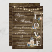 Rustieke Ladder en Lichten Blauw Liefde Bruiloft Kaart (Voorkant / Achterkant)