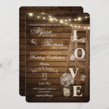 Rustieke Ladder en Lichten Liefde Bruiloft