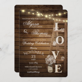 Rustieke Ladder en Lichten Liefde Bruiloft Kaart