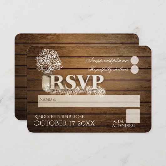 Rustieke Ladder Love Baby's Breath RSVP Bruiloft (Voorkant / Achterkant)