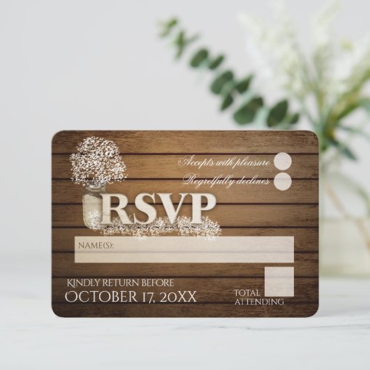 Rustieke Ladder Love Baby's Breath RSVP Bruiloft (Staand voorkant)