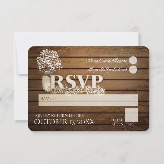 Rustieke Ladder Love Baby's Breath RSVP Bruiloft (Voorkant)