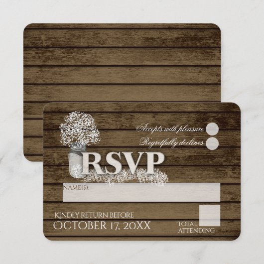 Rustieke Ladder Love Baby's Breath RSVP Bruiloft Kaartje (Voorkant / Achterkant)