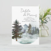 Rustieke Lake Forest Mountain bruiloft bestemming Kaart (Staand voorkant)