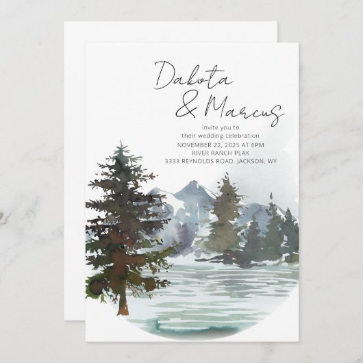 Rustieke Lake Forest Mountain bruiloft bestemming Kaart (Voorkant / Achterkant)