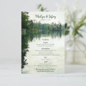 Rustieke lakeside evergreens reflectie details informatiekaartje (Staand voorkant)