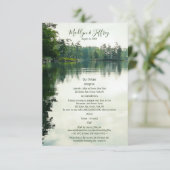 Rustieke lakeside evergreens reflectie details informatiekaartje (Staand voorkant)