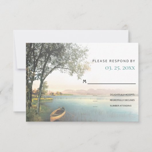 Rustieke Lakeside Landschap Wedding Event RSVP (Voorkant)