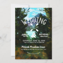 Rustieke Lakeside Mountain Wedding Kaart